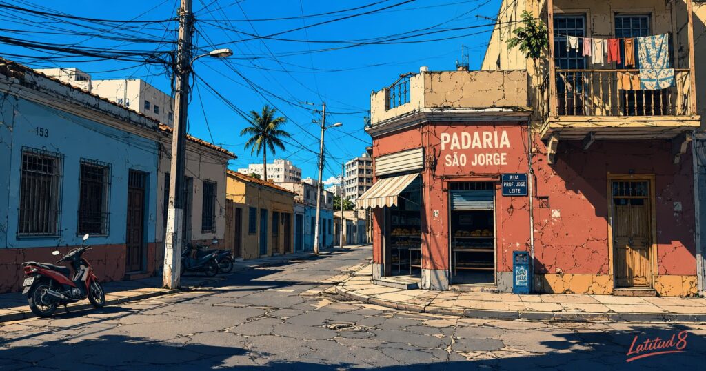 A quiet residential backstreet a few blocks from Beira Mar, ordinary Fortaleza life away from the coastline